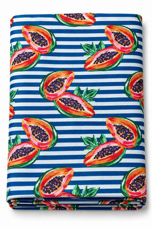 Papaya fruit print cotton fabric by the yard