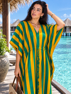 Women's striped beach cover up dress