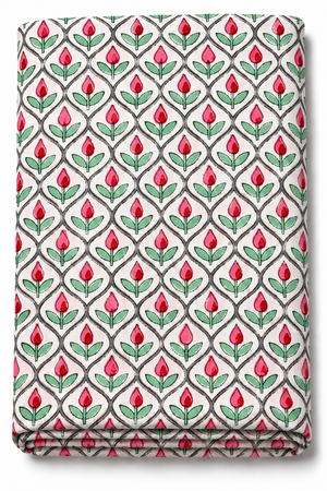 Rose Bud Block Print Cotton Fabric