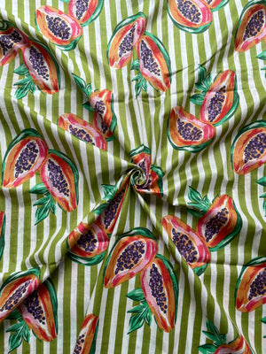 Colorful papaya print fabric for sewing projects