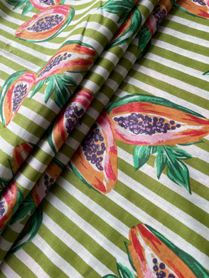 Tropical fruit print cotton fabric