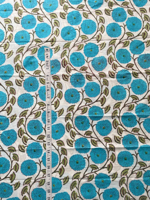 Indian botanical floral cotton fabric by the yard