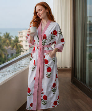 Indian screen printed kimono for resort wear