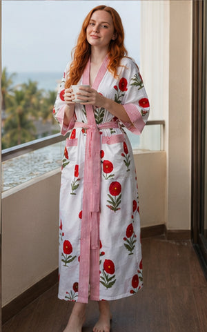 Women's cotton kimono for summer layering