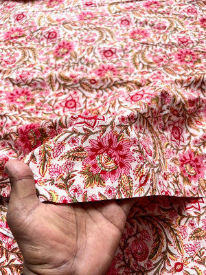 Cream floral paisley fabric with botanical motifs