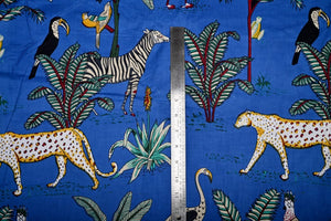 Blue tropical print fabric for dresses and kaftans