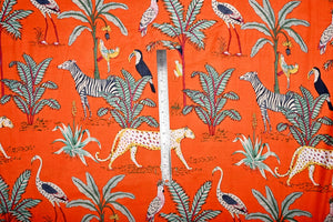 Orange tropical print fabric for dresses and kaftans