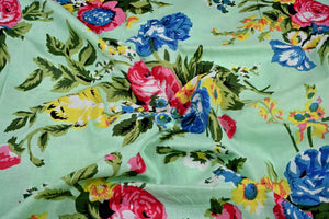 Mint green flower fabric for dresses and kaftans