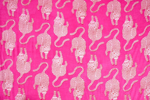 Vibrant pink tiger print Indian cotton fabric