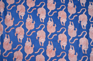 Royal blue Tibetan tiger Indian printed fabric