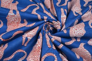 Tibetan tiger fabric with white and red details