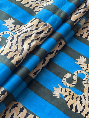 Tiger motif cotton fabric by the yard