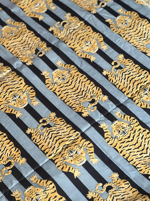 Black and gray striped tiger cotton fabric