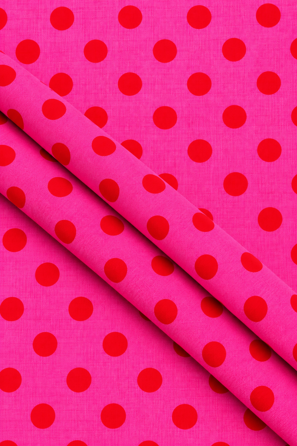 Hot pink printed fabric folded into a neat bundle