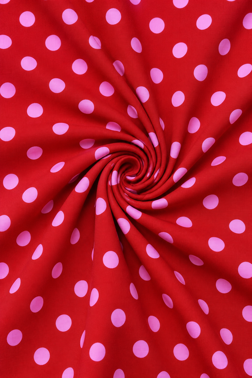 Red printed dress material with pink dots