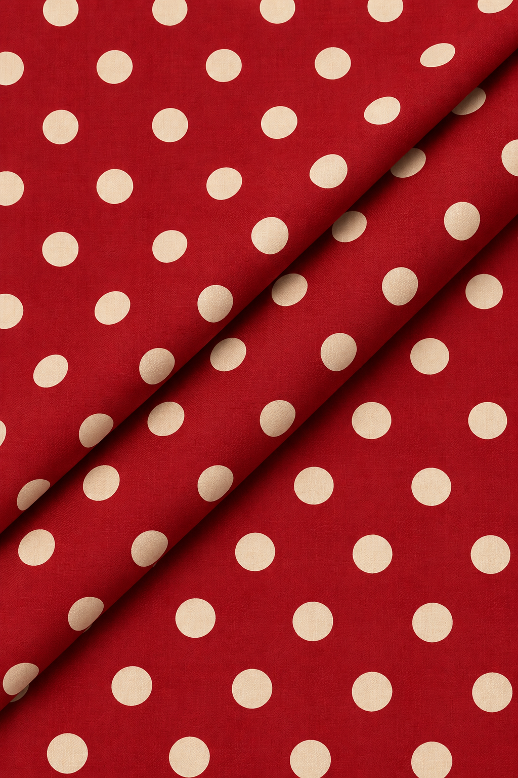 Maroon and cream polka dot fabric with a subtle woven textile texture