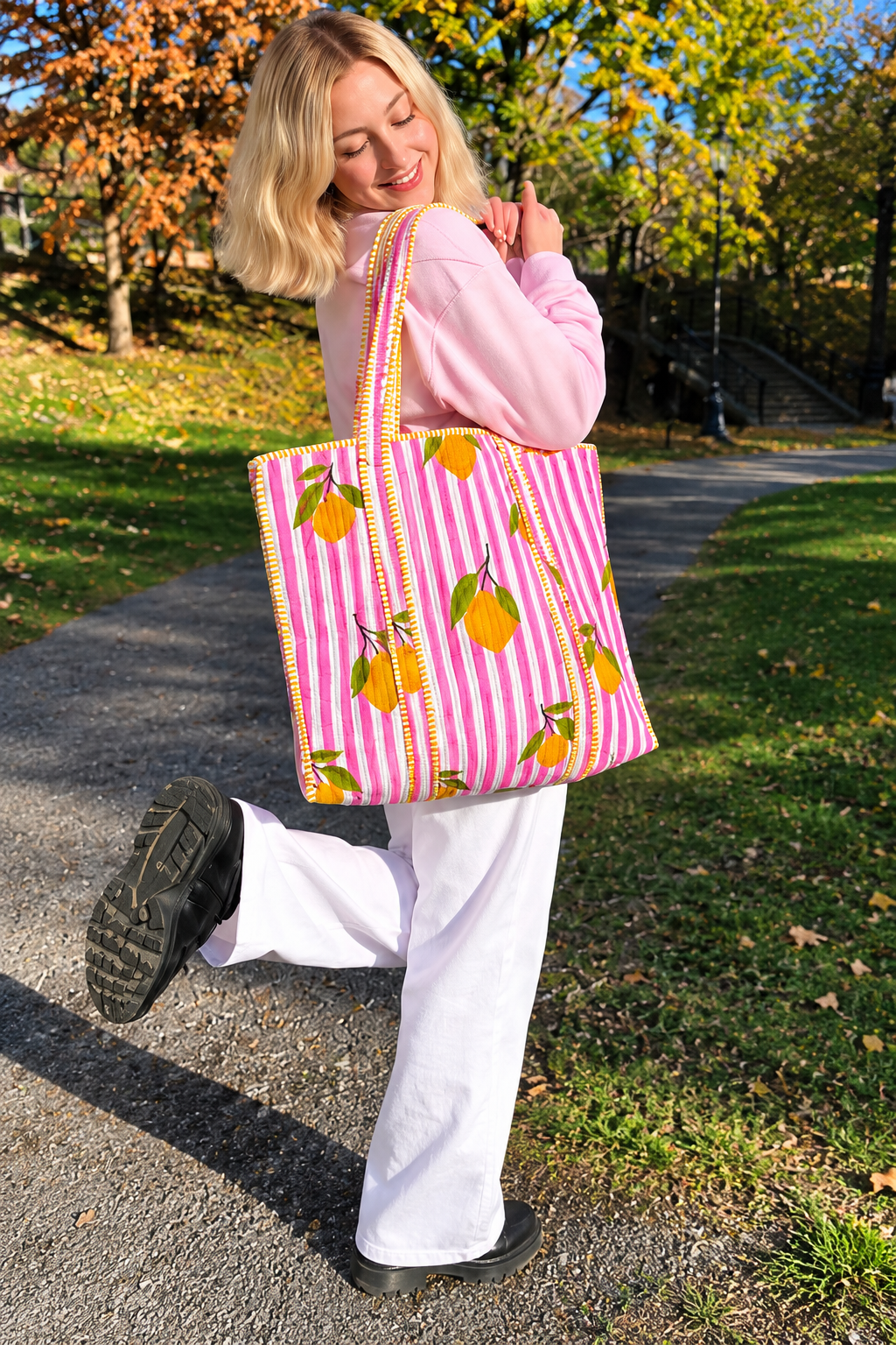 Reusable cotton tote bag for beach days
