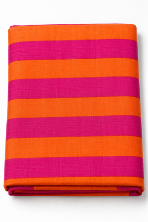 Pink and orange stripe cotton fabric by the yard