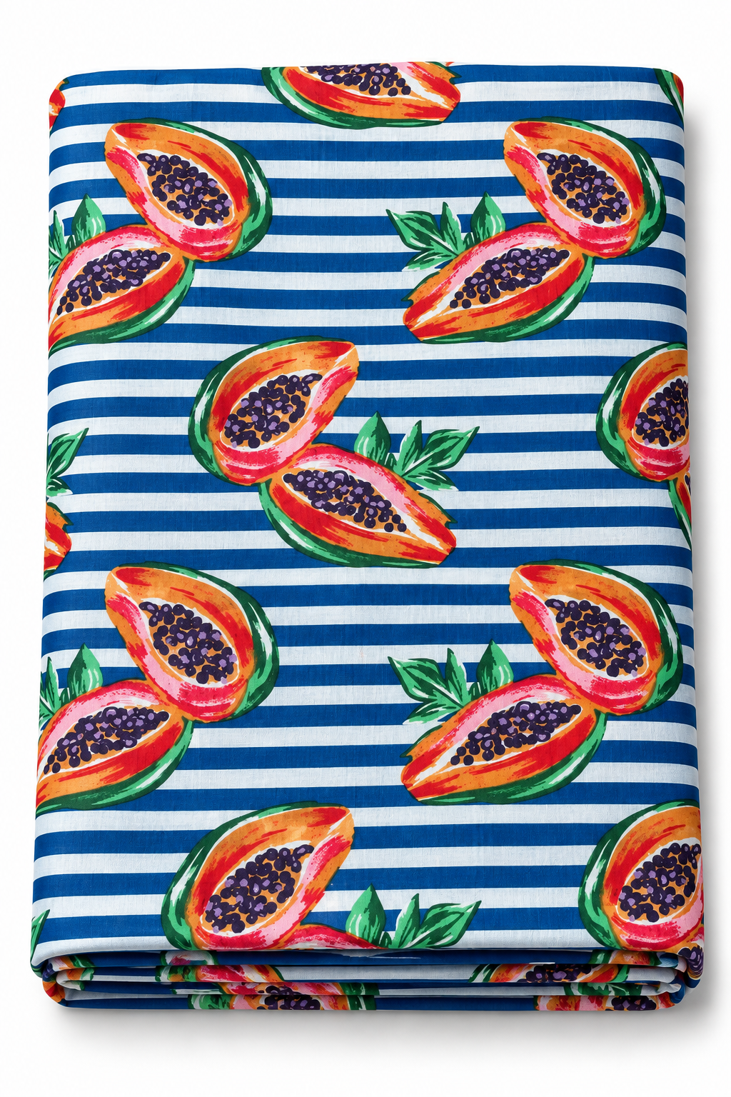 Papaya fruit print cotton fabric by the yard