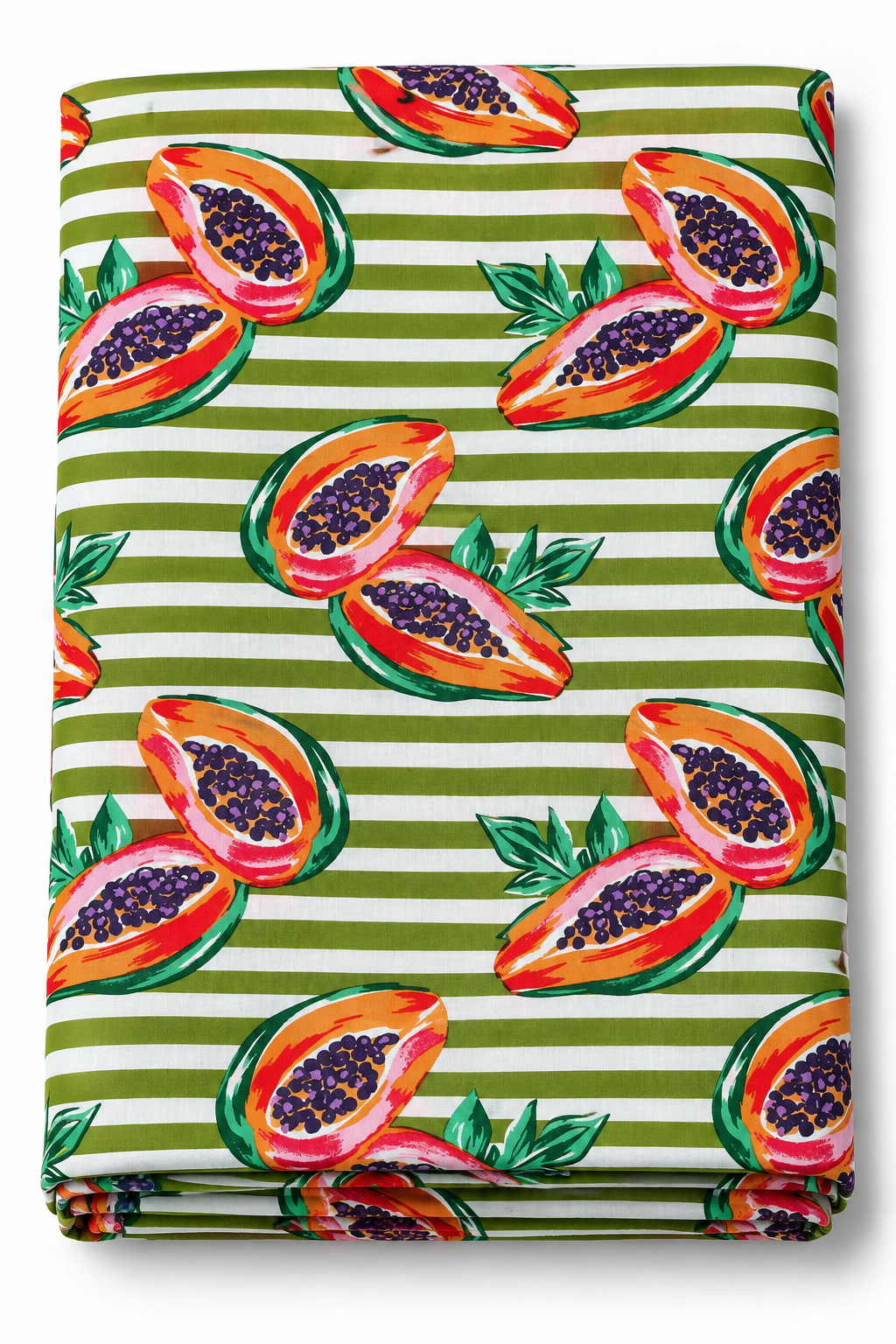 Papaya fruit print cotton fabric by the yard
