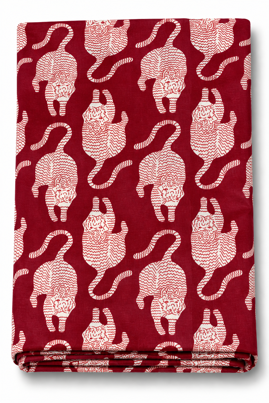 Tibetan tiger cotton fabric red and white by the yard