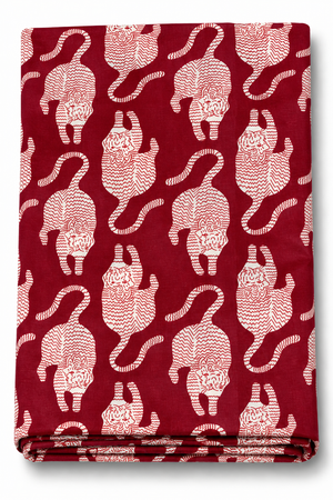 Tibetan tiger cotton fabric red and white by the yard