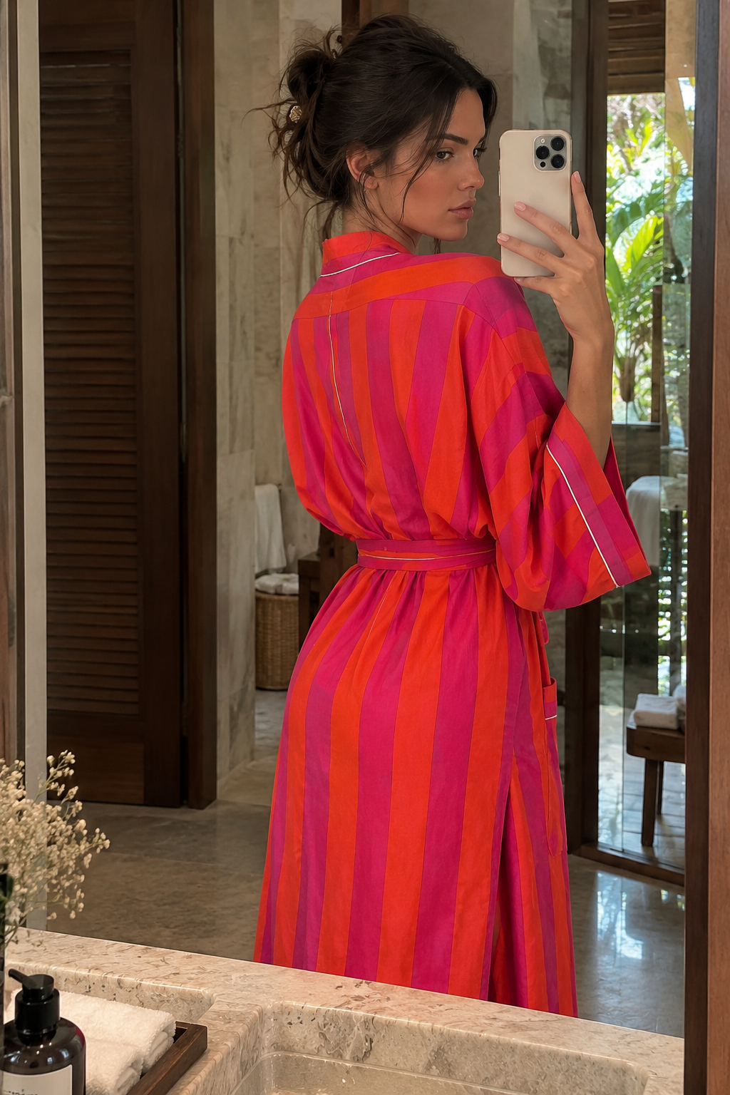 Colorful pink orange cotton beach cover up for women
