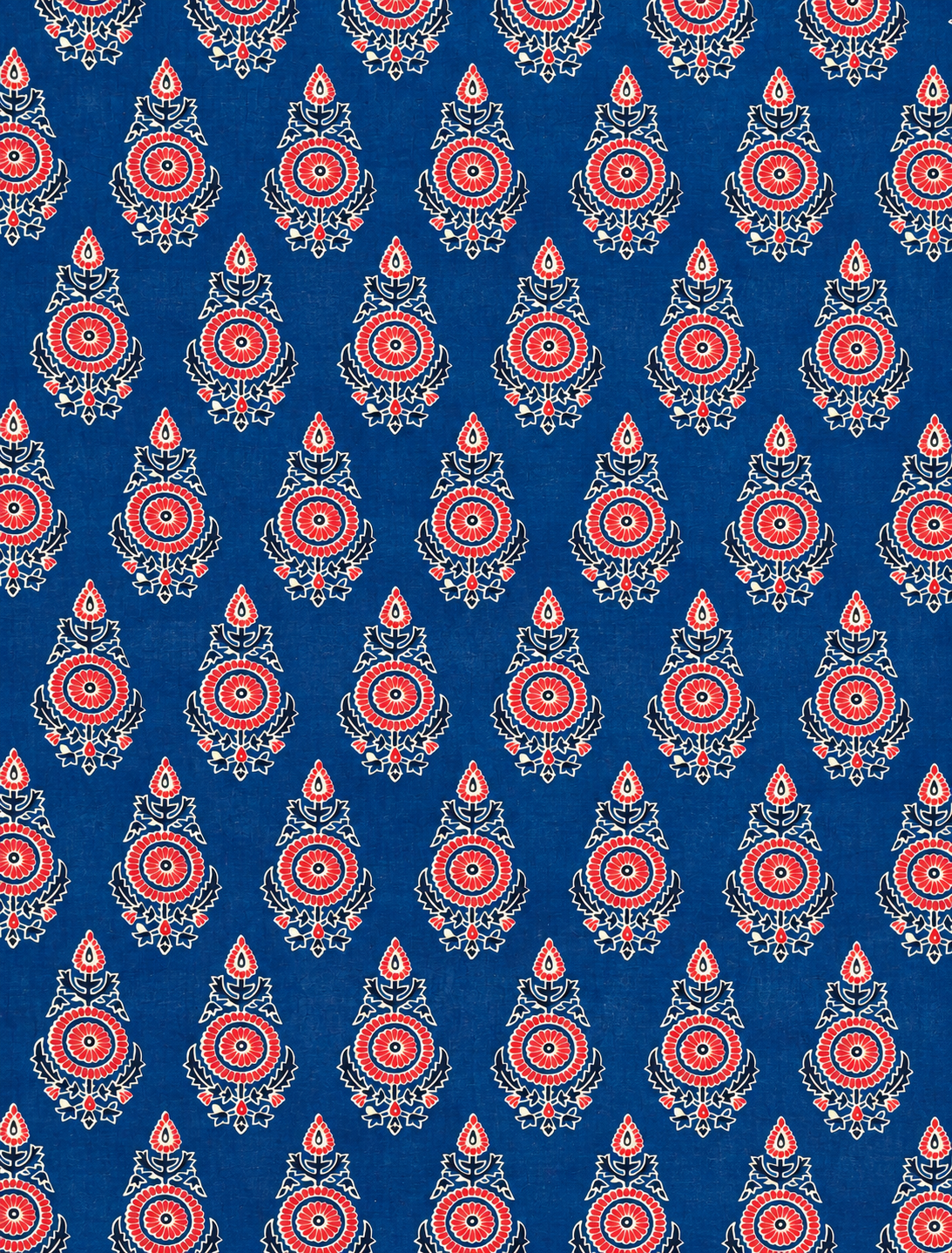 Navy blue floral fabric by the yard for sewing and DIY projects