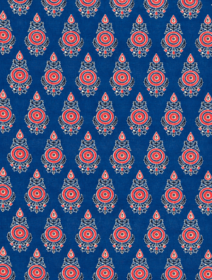 Navy blue floral fabric by the yard for sewing and DIY projects