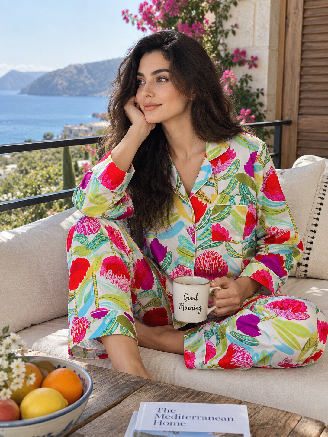 Long sleeve floral pajama outfit