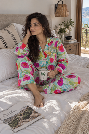 Floral cotton pajama set for women