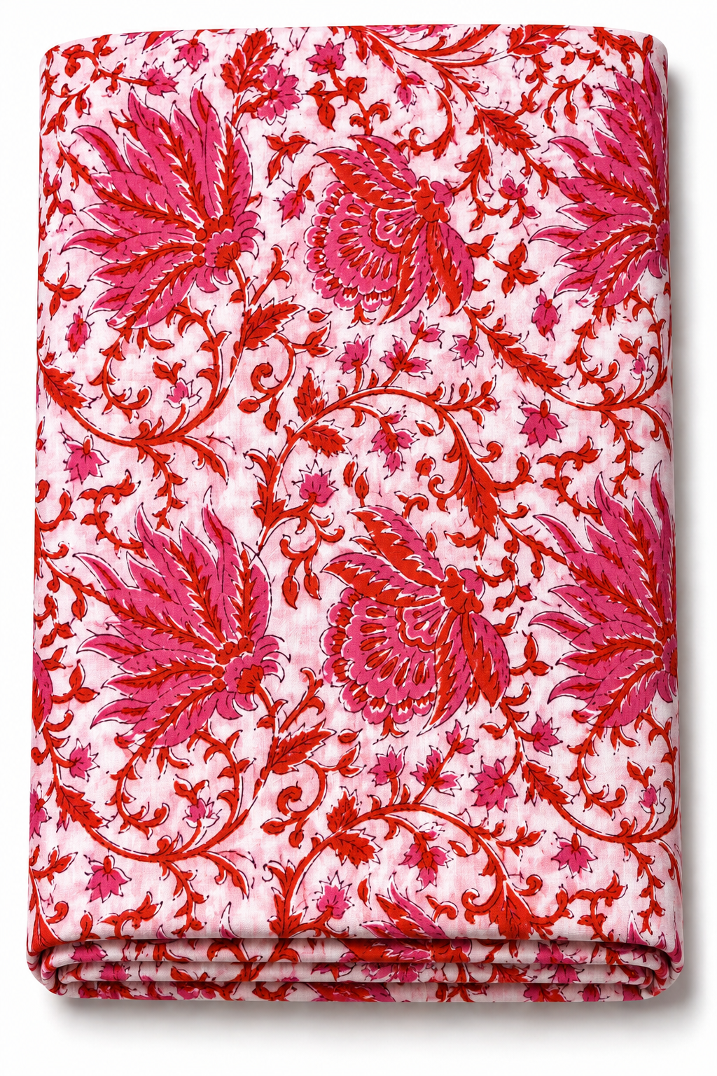 floral block print cotton fabric by the yard