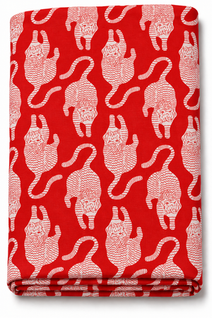 Tibetan tiger print fabric with traditional animal motif