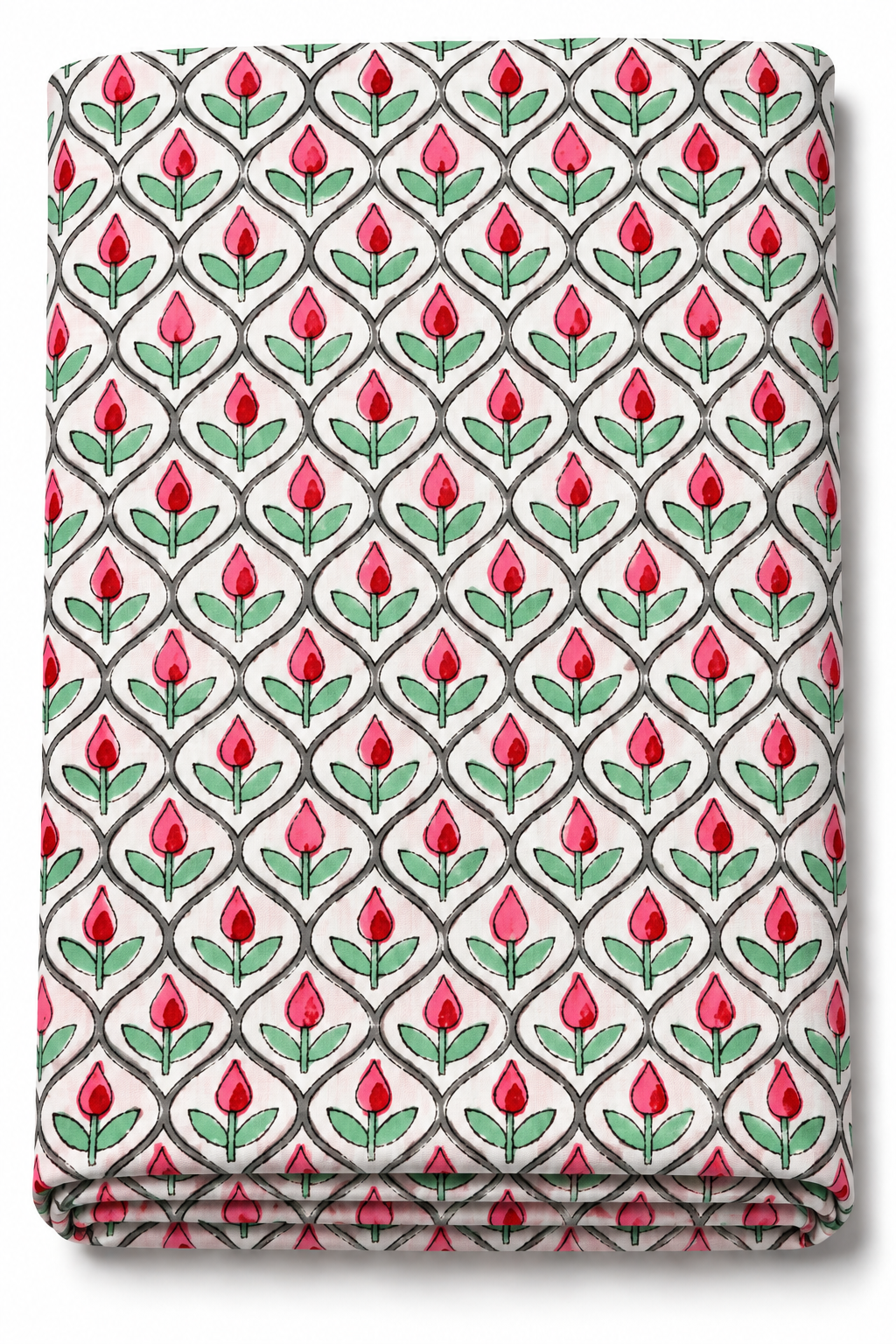 Rose Bud Block Print Cotton Fabric