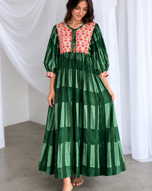 Indian Cotton Midi Dress, Bohemian Dress, String Closer Dress