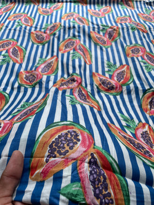 Tropical papaya print fabric for sewing