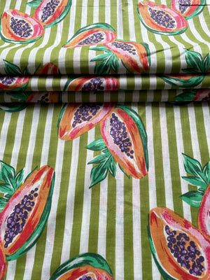 Indian cotton fabric with colorful fruit print
