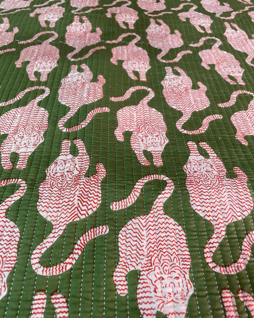 Tiger Print Quilted Cotton Fabric by the Yard | Reversible