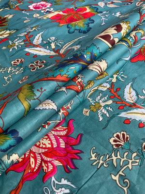 Indian inspired floral cotton fabric by the yard
