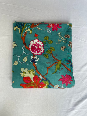 Teal botanical fabric for dresses and kaftans