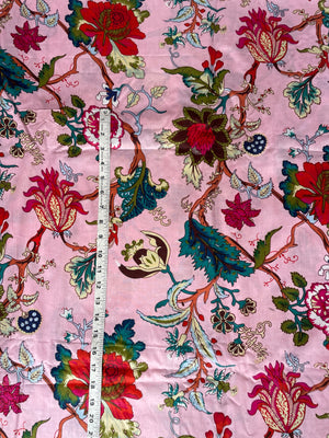 Pink botanical fabric for dresses and kaftans