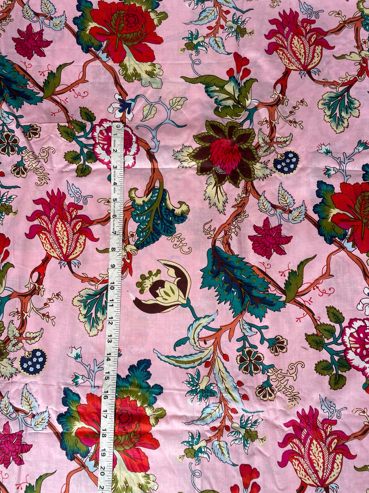 Pink botanical fabric for dresses and kaftans