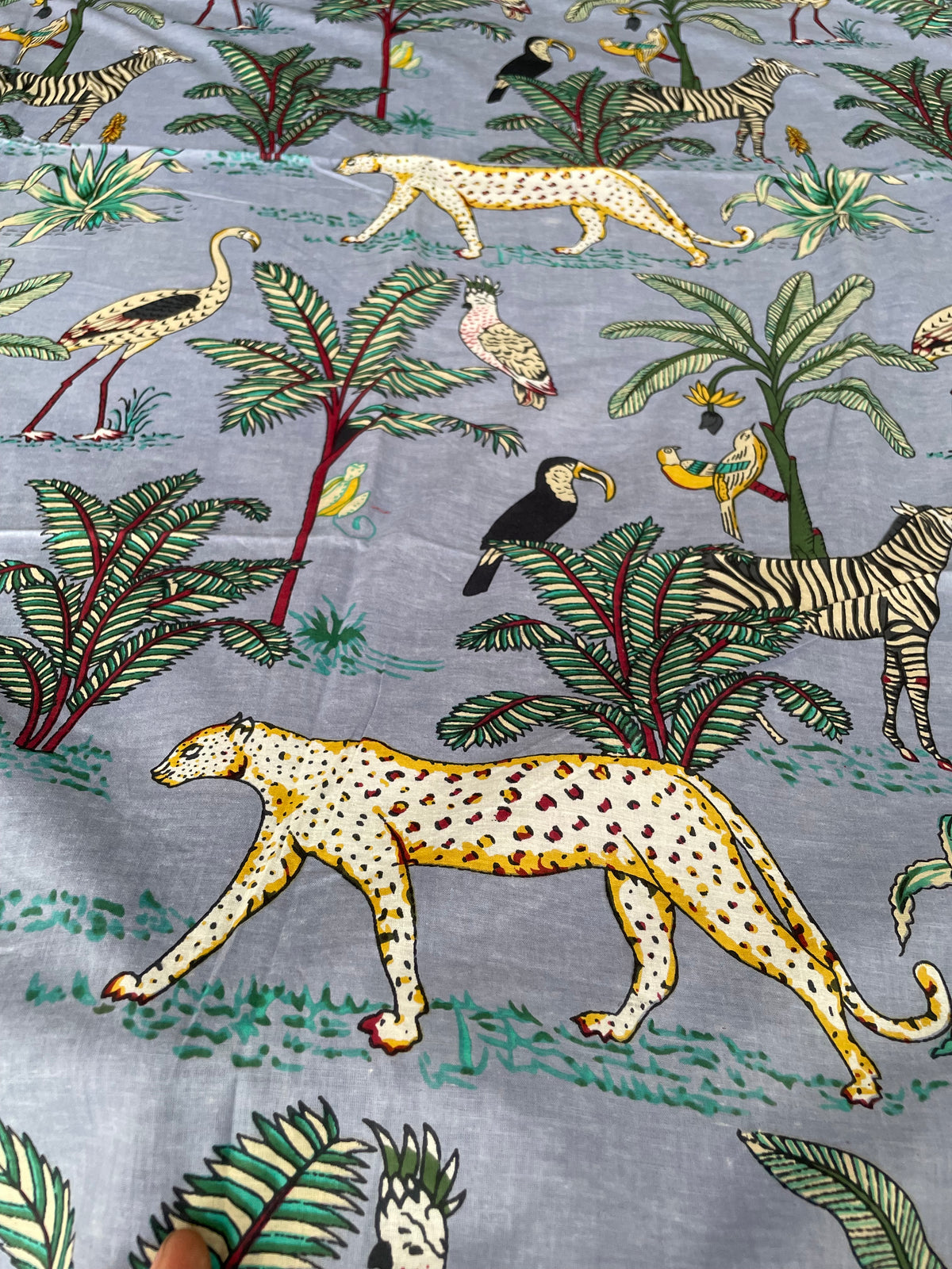 gray safari wildlife cotton fabric