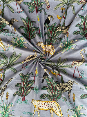 cotton fabric with leopard and zebra print