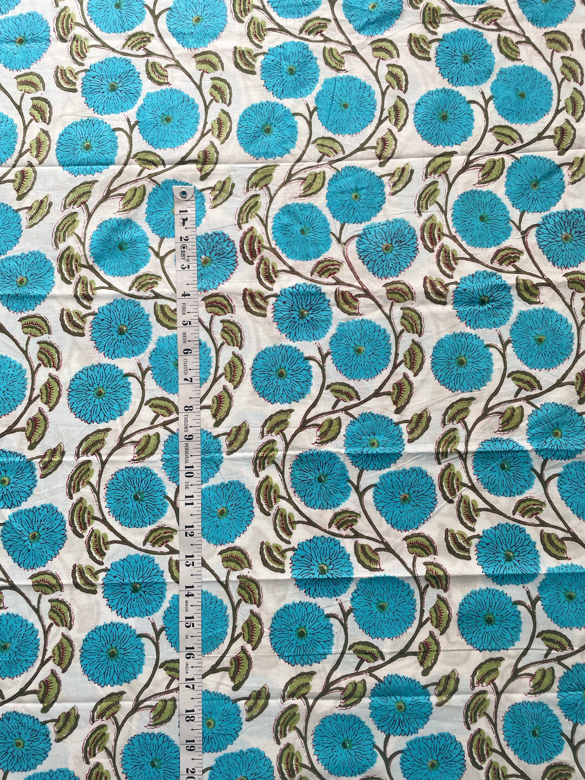 Indian botanical floral cotton fabric by the yard