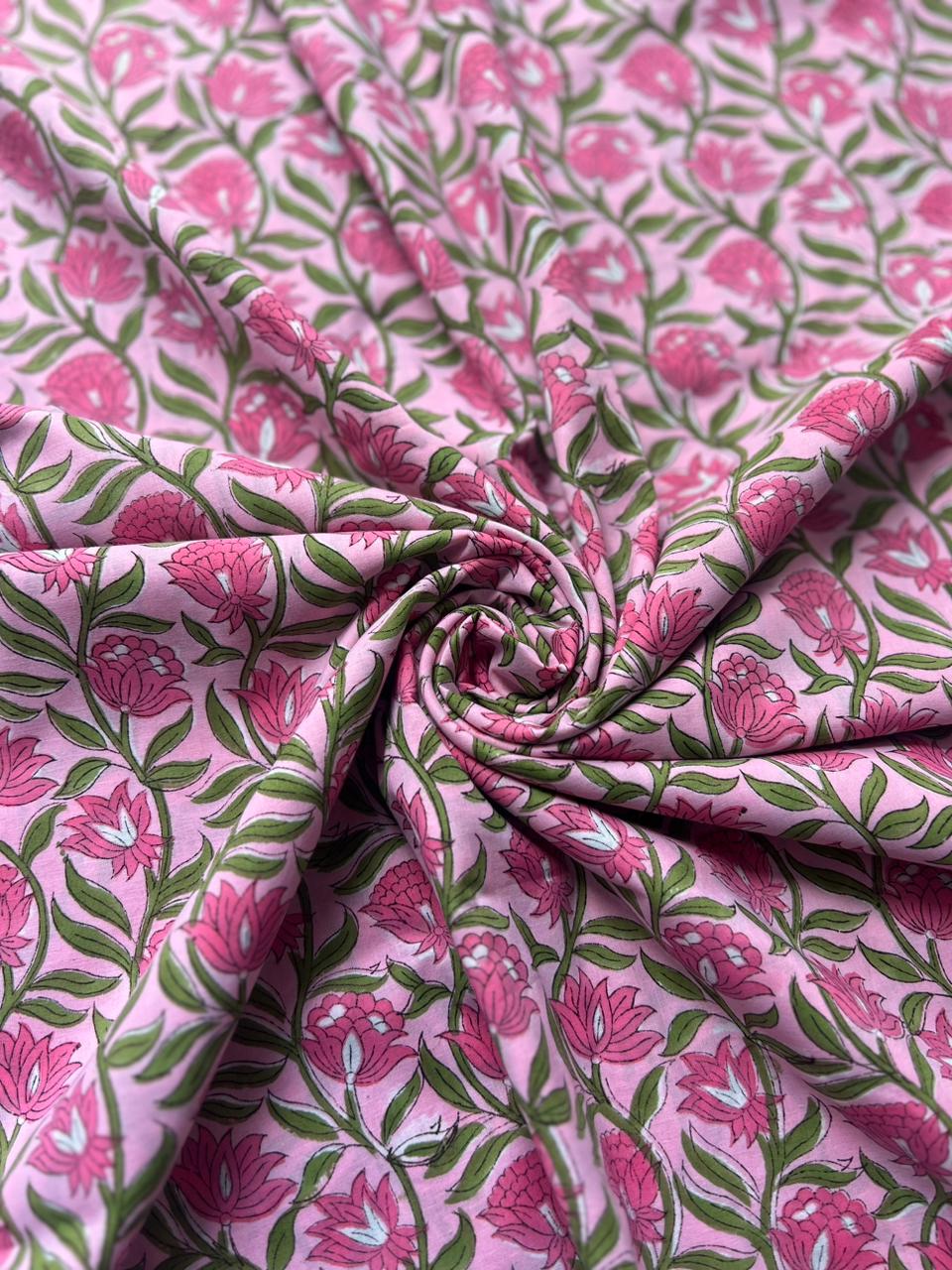 Light pink fabric with detailed floral print