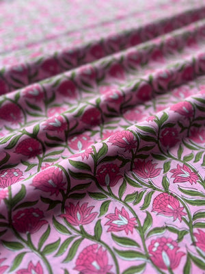Indian floral block print fabric for dresses and kaftans