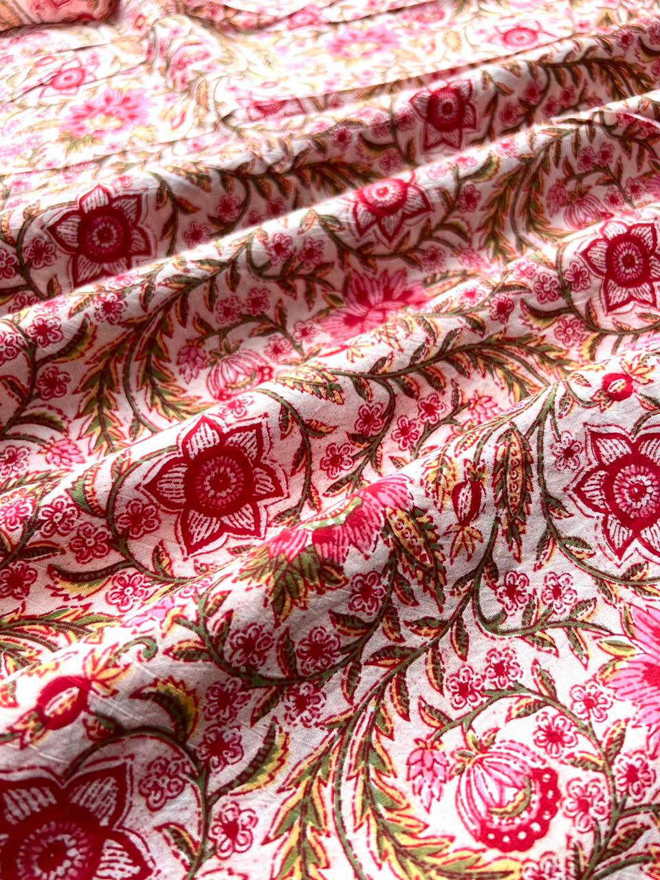 Indian paisley fabric with flowers and leafy vines