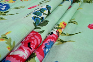 Vintage bouquet print cotton fabric by the yard
