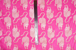Pink and white Tibetan tiger patterned fabric